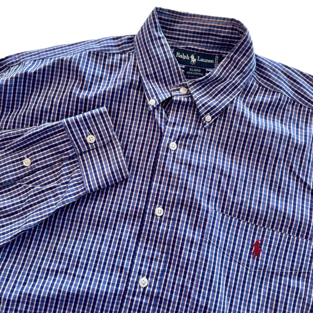 Vintage Polo Ralph Lauren Blaire Shirt 90s Relaxed Fit Red Pony Size M